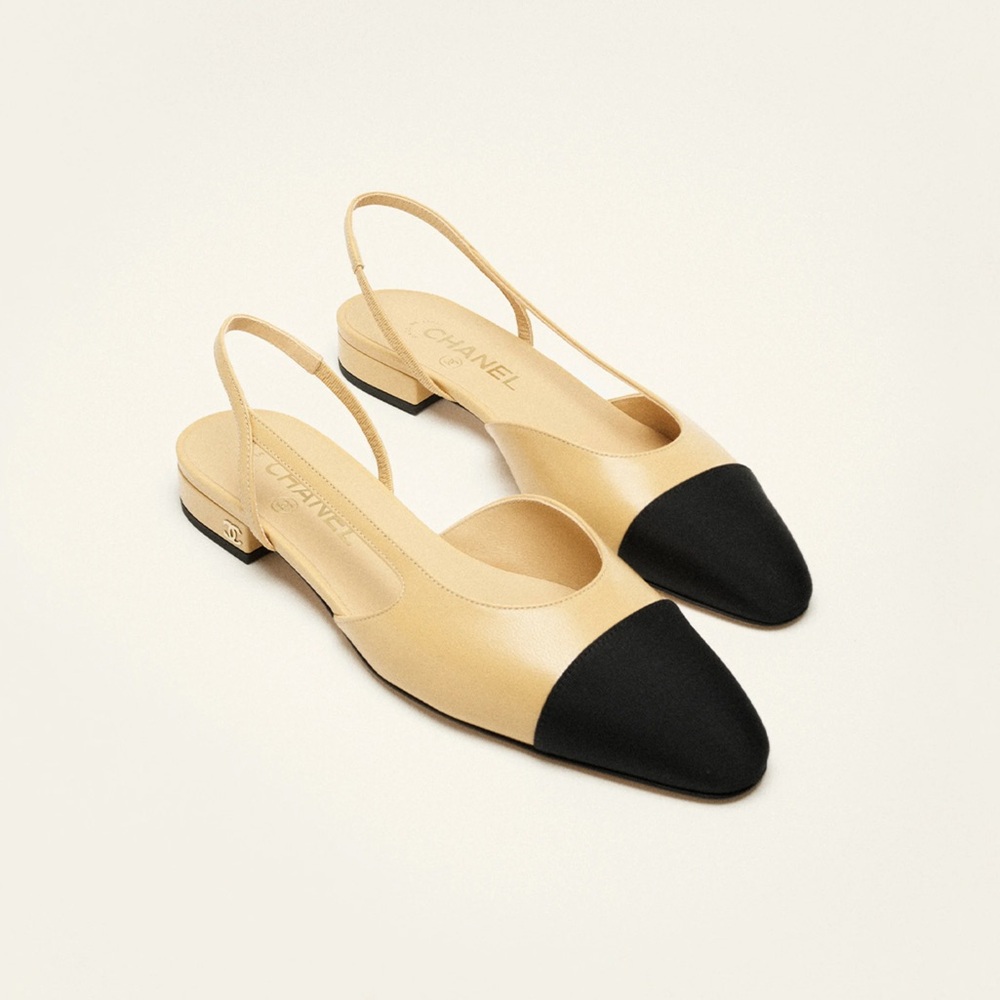 CHANEL Two-Tone Slingback Flats